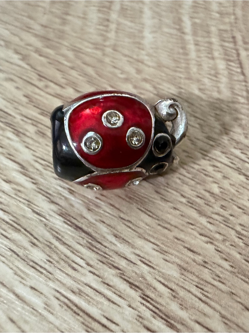 Brighton Red and Black Ladybug Charm Bead with Crystal Accents